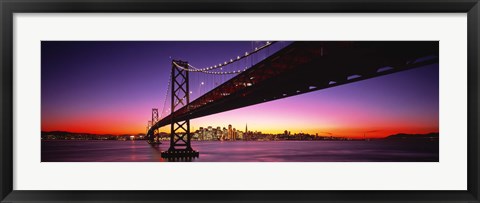 Framed San Francisco Bay Bridge with Purple Night Sky Print