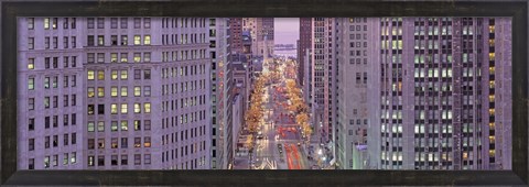Framed Aerial View Of An Urban Street, Michigan Avenue, Chicago, Illinois, USA Print