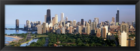 Framed Skyline with Hancock Building and Sears Tower, Chicago, Illinois Print