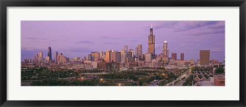 Framed View Of A Cityscape At Twilight, Chicago, Illinois, USA Print