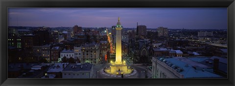 Framed High angle view of a monument, Washington Monument, Mount Vernon Place, Baltimore, Maryland, USA Print