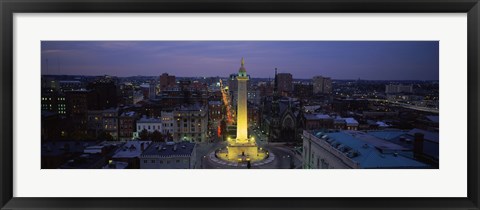 Framed High angle view of a monument, Washington Monument, Mount Vernon Place, Baltimore, Maryland, USA Print