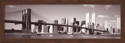 Framed Brooklyn Bridge, Hudson River, NYC, New York City, New York State, USA Print