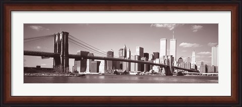 Framed Brooklyn Bridge, Hudson River, NYC, New York City, New York State, USA Print