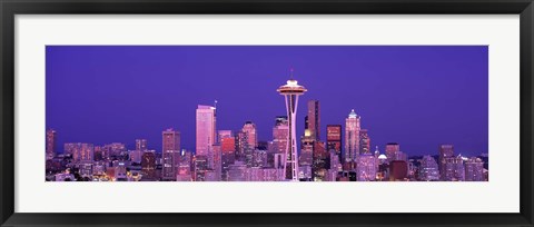 Framed USA, Washington, Seattle, night Print