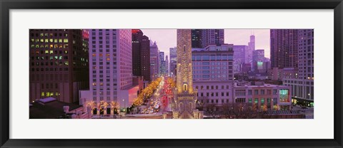 Framed Twilight, Downtown, City Scene, Loop, Chicago, Illinois, USA Print