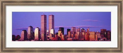 Framed Manhattan skyline with the Twin Towers, New York City, New York State, USA Print