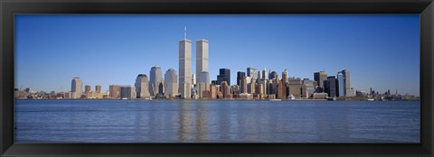 Framed Skyscrapers at the waterfront, World Trade Center, Lower Manhattan, Manhattan, New York City, New York State, USA Print