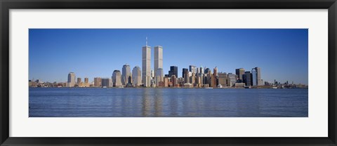 Framed Skyscrapers at the waterfront, World Trade Center, Lower Manhattan, Manhattan, New York City, New York State, USA Print