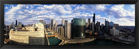 Framed Aerial View of Chicago and river Print