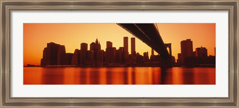 Framed USA, New York, East River and Brooklyn Bridge Print