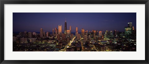 Framed Chicago Skyline at Night Print