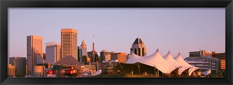 Framed Morning skyline &amp; Pier 6 concert pavilion Baltimore MD USA Print