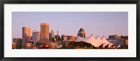 Framed Morning skyline &amp; Pier 6 concert pavilion Baltimore MD USA Print