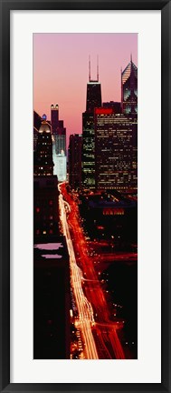 Framed Sunset Aerial Michigan Avenue Chicago IL USA Print