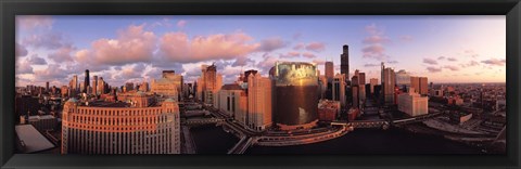 Framed Sun reflecting off skyscrapers, Chicago IL Print