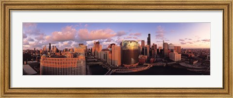 Framed Sun reflecting off skyscrapers, Chicago IL Print