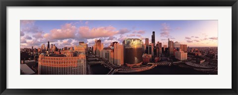 Framed Sun reflecting off skyscrapers, Chicago IL Print