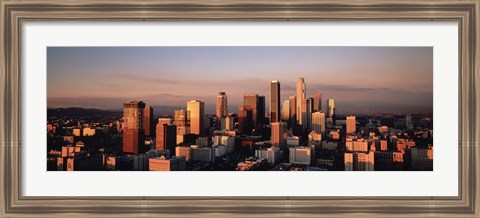 Framed Skyline At Dusk, Los Angeles, California, USA Print