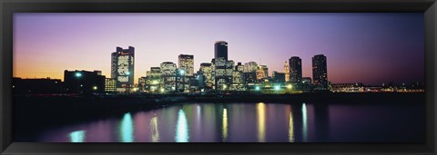 Framed Buildings lit up at dusk, Boston, Suffolk County, Massachusetts, USA Print