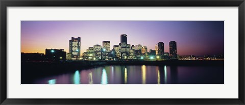 Framed Buildings lit up at dusk, Boston, Suffolk County, Massachusetts, USA Print