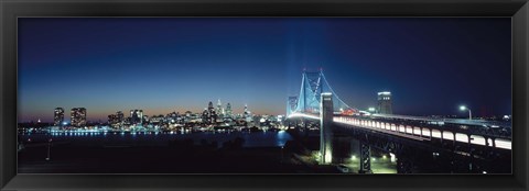 Framed Bridge across a river, Delaware Memorial Bridge, Delaware River, Philadelphia, Philadelphia County, Pennsylvania, USA Print