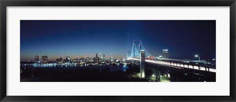 Framed Bridge across a river, Delaware Memorial Bridge, Delaware River, Philadelphia, Philadelphia County, Pennsylvania, USA Print