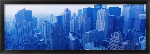 Framed New York Skyscrapers in Blue Print