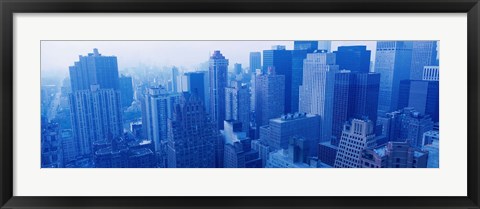 Framed New York Skyscrapers in Blue Print