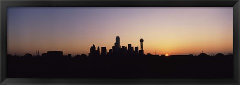 Framed Sunrise Skyline Dallas TX USA Print