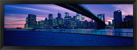 Framed Panoramic View of New York City with Purple Sky Print