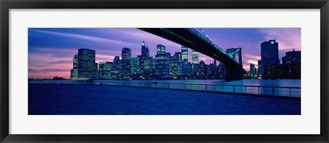 Framed Panoramic View of New York City with Purple Sky Print