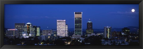 Framed USA, Oregon, Portland, moon, night Print