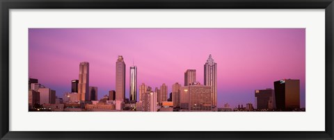 Framed USA, Georgia, Atlanta, Panoramic view of the city at dawn Print