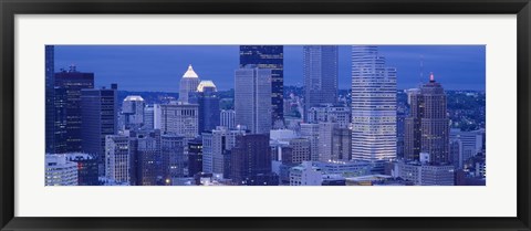 Framed Buildings in a city lit up at dusk, Pittsburgh, Pennsylvania, USA Print