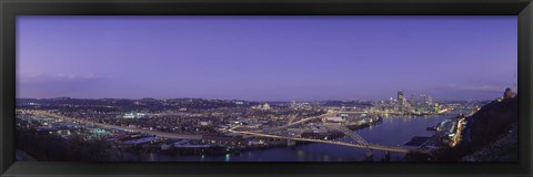 Framed Aerial view of a city, Pittsburgh, Allegheny County, Pennsylvania, USA Print