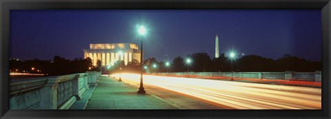 Framed Night, Lincoln Memorial, District Of Columbia, USA Print