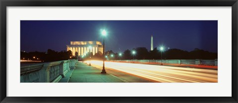 Framed Night, Lincoln Memorial, District Of Columbia, USA Print