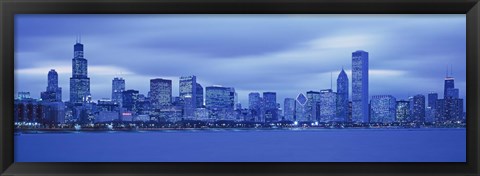 Framed Chicago Skline at Dusk (blue) Print