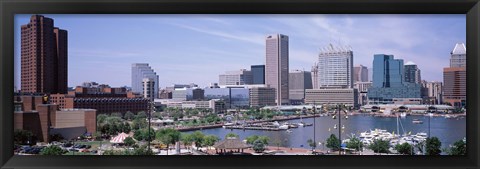 Framed USA, Maryland, Baltimore, High angle view of Inner Harbor Print