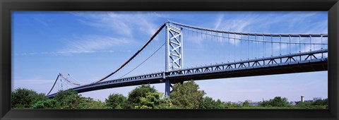 Framed USA, Philadelphia, Pennsylvania, Benjamin Franklin Bridge over the Delaware River Print