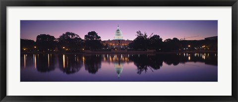 Framed Reflection of a government building in a lake, Capitol Building, Washington DC, USA Print