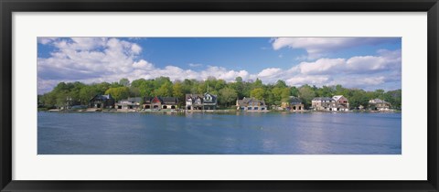 Framed Boathouses near the river, Schuylkill River, Philadelphia, Pennsylvania, USA Print