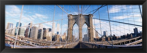 Framed Railings of a bridge, Brooklyn Bridge, Manhattan, New York City, New York State, USA, (pre Sept. 11, 2001) Print