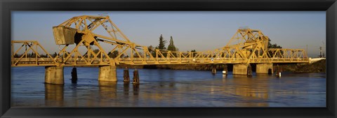 Framed Drawbridge across a river, The Sacramento-San Joaquin River Delta, California, USA Print