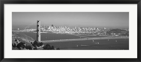 Framed Golden Gate Bridge, San Francisco, California, USA (black &amp; white) Print