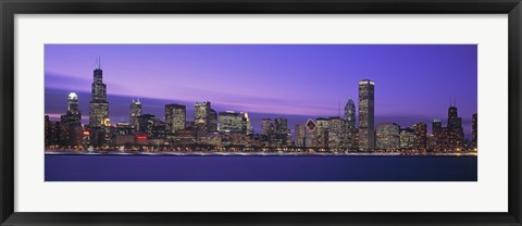 Framed Chicago Skyline with Purple Sky Print