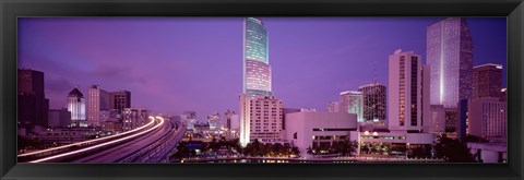 Framed City In The Dusk, Miami, Florida, USA Print