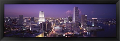 Framed High Angle View Of A City, Miami, Florida, USA Print