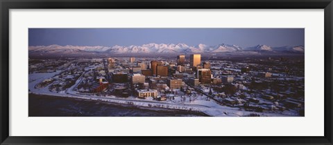 Framed Anchorage at the base of Chugach Mtns AK USA Print